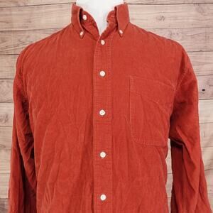 Jos A Bank Shirt Mens Large Orange Button Down Corduroy Pocket Casual Hong Kong